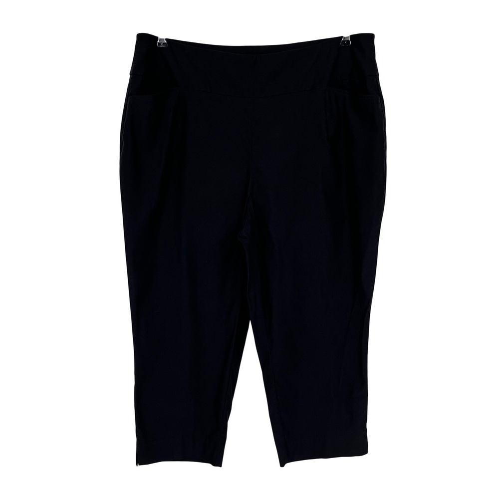 Cato Capri Pants Women 18W Black High Rise Stretch Pull On Cropped Trousers Work